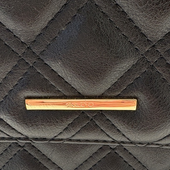 Aldo Black Quilted Crossbody Bag with Gold Chain - Picture 2 of 8